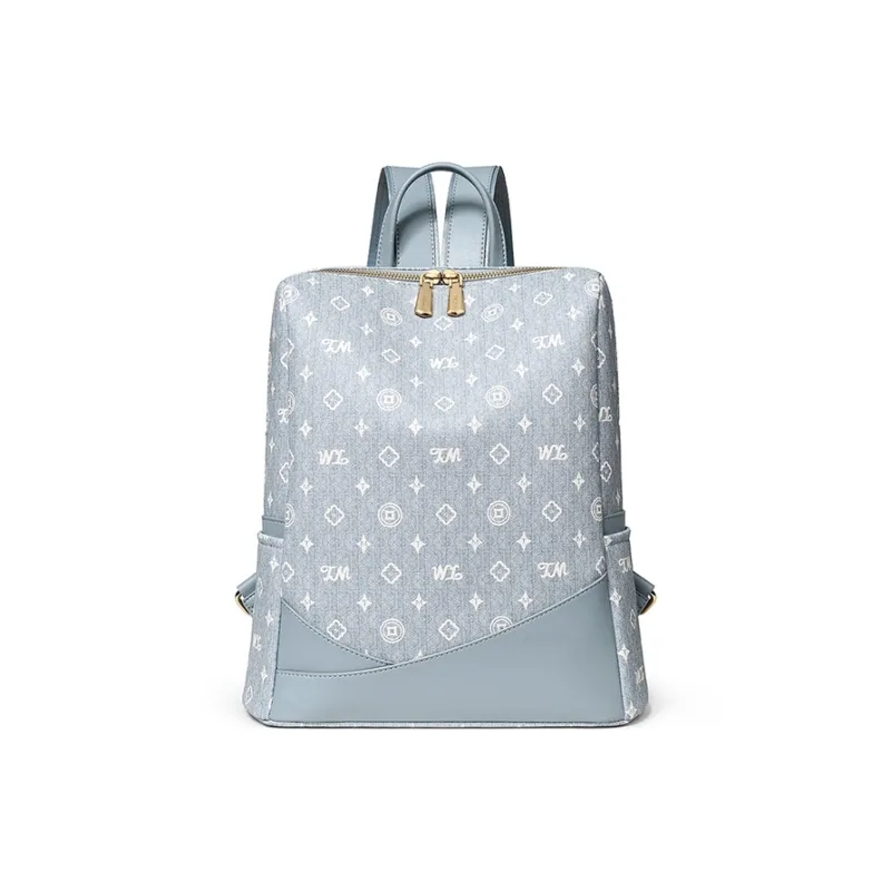 Teenmix PVC Backpack Regular Women's Coffee/Ecru/Sky Blue-14