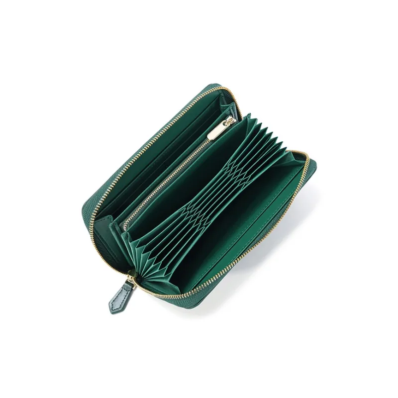 Yalu Polyester With Cow Leather Wallet Unisex Black/Green-2