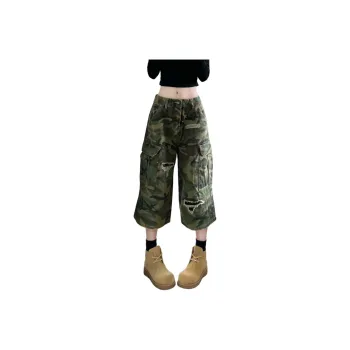CORNILOT Denim Shorts Unisex Green Camouflage