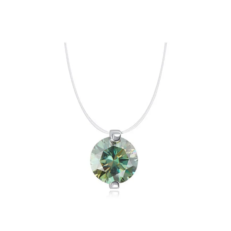 WIC 925 Silver Moissan Necklaces Unisex-4