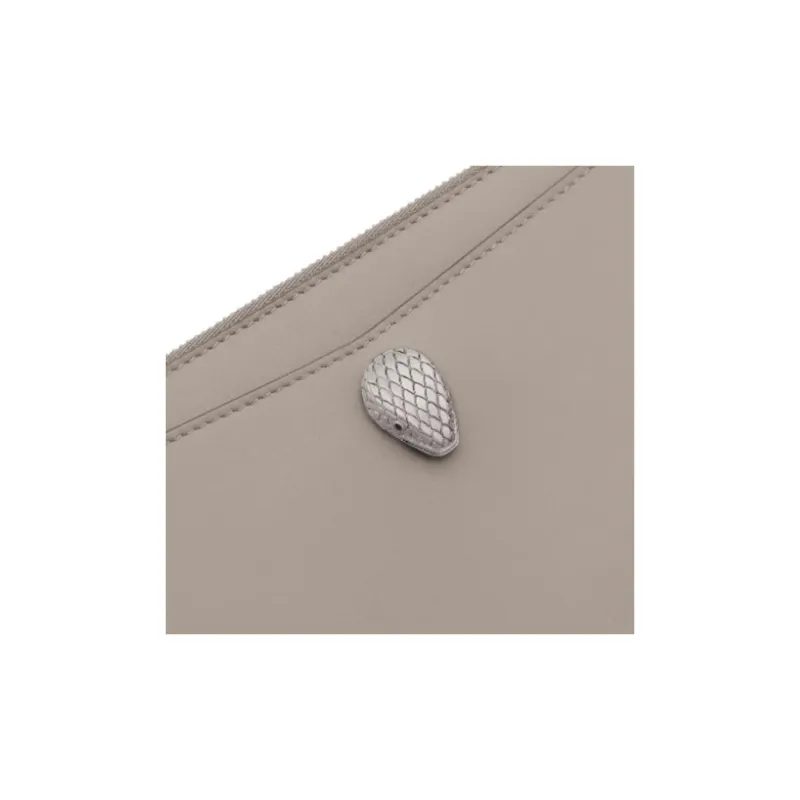 BVLGARI Serpenti Forever Cow Leather Clutch Women's Gray-4