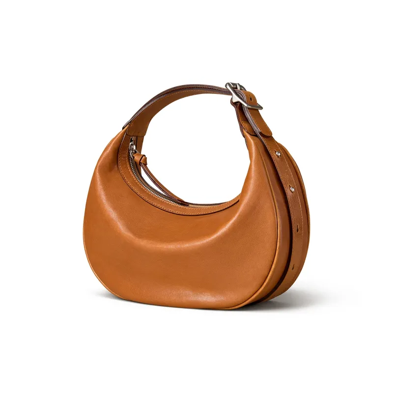 KAISER Top Grain Vegetable Tanned Cow Leather Underarm Shoulder Bag Women's Sunset Yellow/Coffee/Black-0