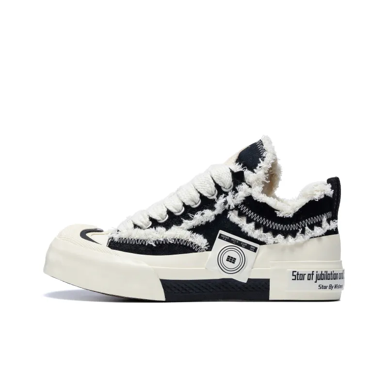 Star By Wishes Anti-Slip Wear-Resistant Breathable Height Increasing Low-Top Skateboard Shoes Unisex Black-0