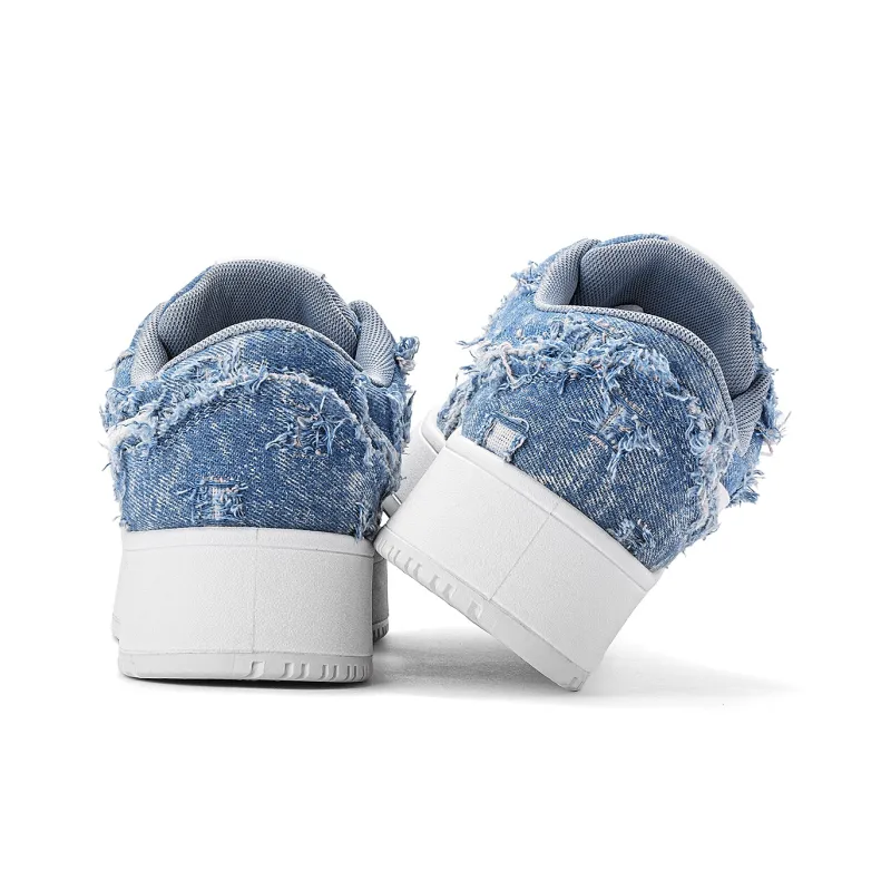 TALKING TOM Abrasion Resistant Breathable Low Top Skateboard Shoes Unisex Denim Blue-13