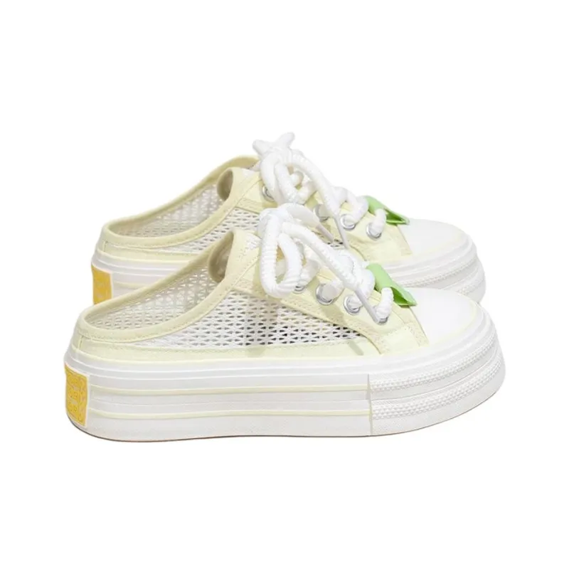 Warrior Abrasion Resistant Quiet Closed Toe Slippers Women's White Yellow-1