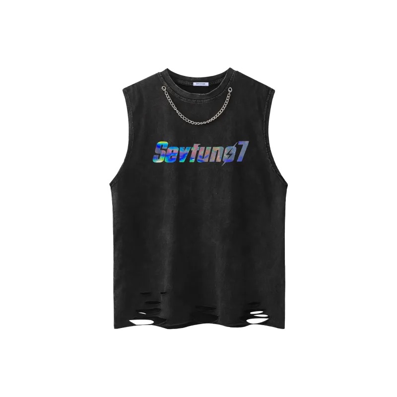 7 SEVFUN Tank Tops Unisex Washed Black-0