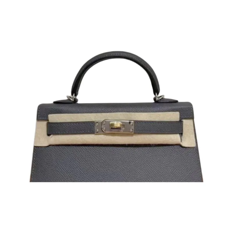 HERMES Mini Kelly 2nd Generation Epsom Leather Shoulder Bag, Crossbody Bag, Handbag Mini Women's 85 Ardoise Slate Gray-1