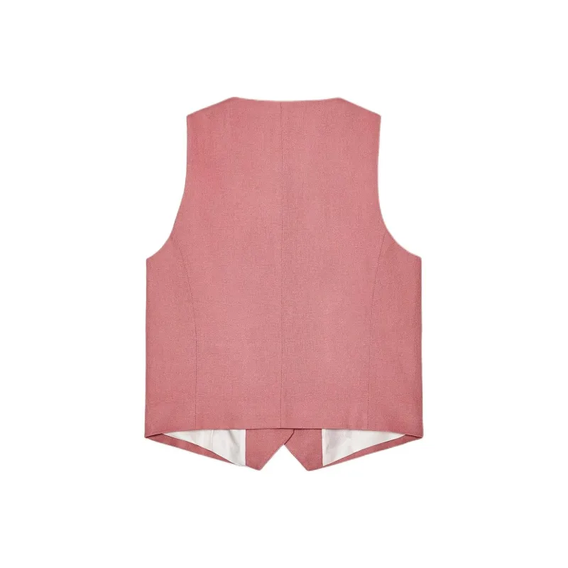 ZARA Vests Women's Burgundy-1