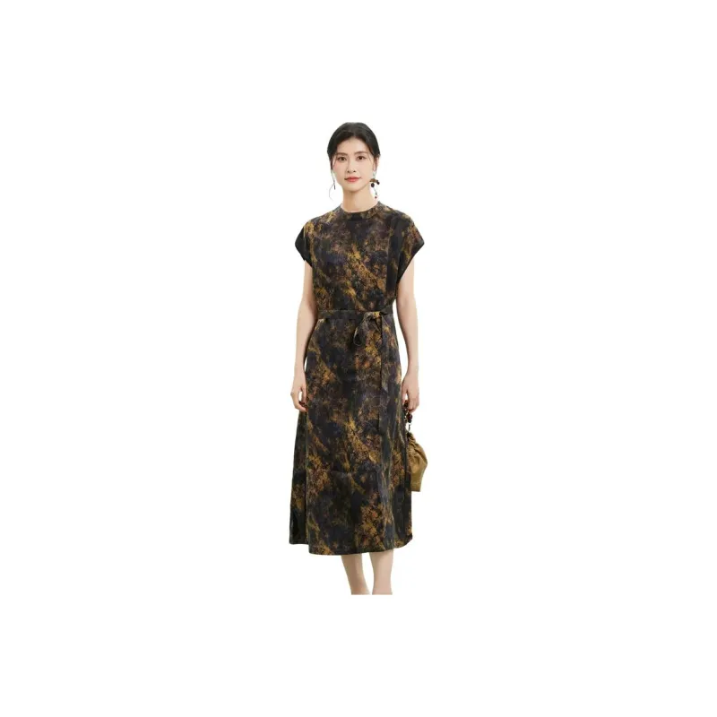 JINJU Short Sleeved Dresses Women's Deep Starry Sky-0