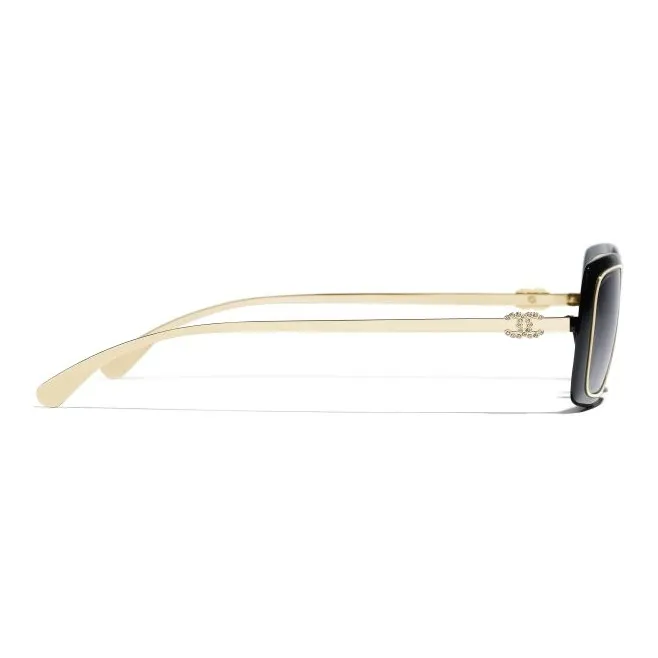 CHANEL Metal Square Sunglasses Unisex Gold-2