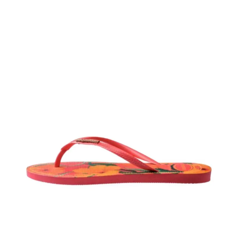 Havaianas Rubber Sole Abrasion Resistant Flip Flops Women's Orange-0