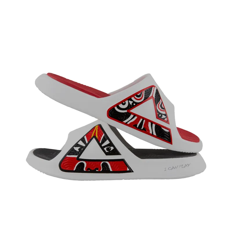 PEAK Tai Ji1.0 Quiet Slip Resistant Cushioning Slide Slippers Men's White Black Red-6