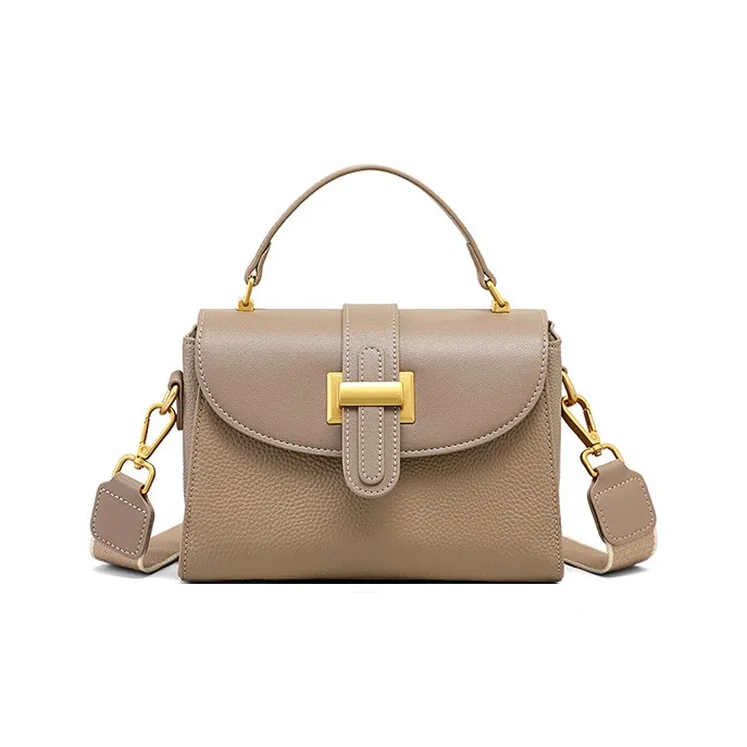 CNNCOO Cow Leather One Shoulder Handbag Women's Elephant Gray-5