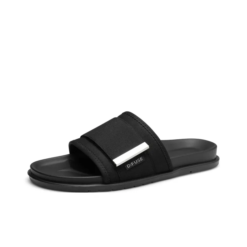 D FUSE SCANDINAVIA Rubber Sole Slip Resistant Slide Slippers Men's Black-1