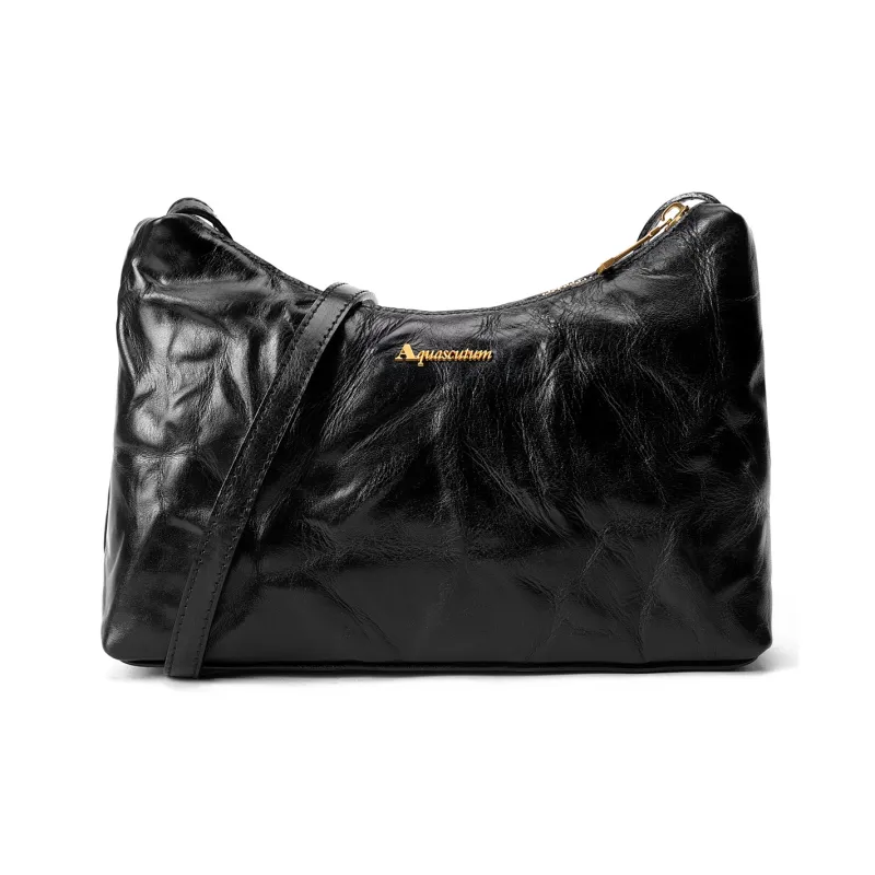 AQUASCUTUM Cow Leather Shoulder Bag Women's Black-5