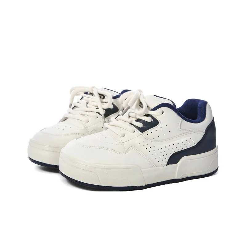 The New Age Family Low Top Skateboard Shoes Women's Beige Blue-1