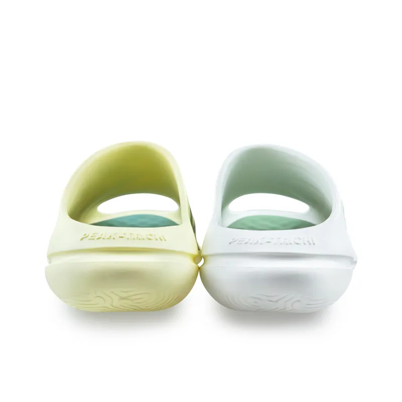 PEAK Very Small Fat Drag Quiet Slip Resistant Abrasion Resistant Cushioning Slide Slippers Men's White Green Mismatched-7