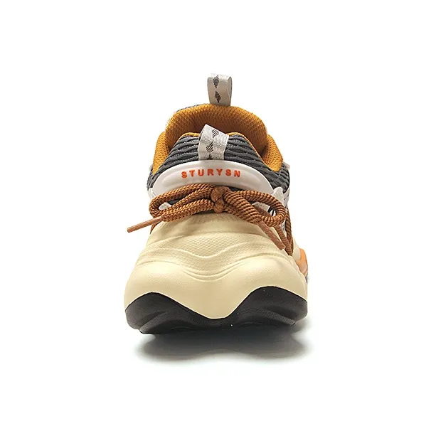 STUR YSN Abrasion Resistant Breathable Low Top Chunky Sneakers Unisex Beige Orange-3