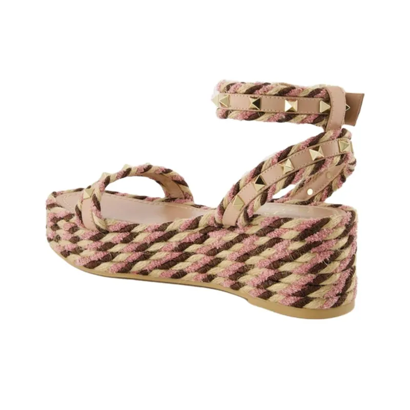Valentino GARAVANI Rockstud One Strap Sandals Women's Beige Pink-2