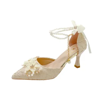 WUJI Slim Heel High Heels 6cm Women's Champagne Gold