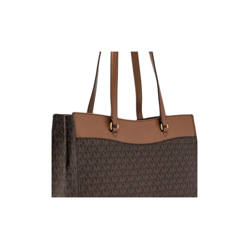 MICHAEL KORS Jet Set Travel Coated Canvas Tote Bag, Shopping Bag, Handbag, Shoulder Bag Tubas Women's Brown-4