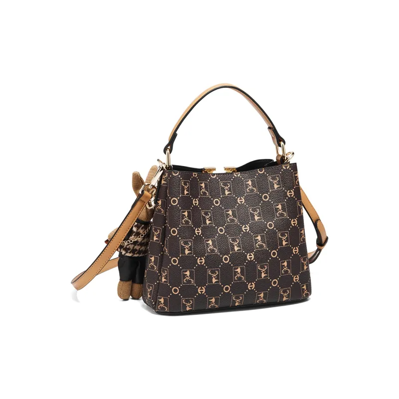 FOXER Synthetic Leather Handbag Women's Coffee-3