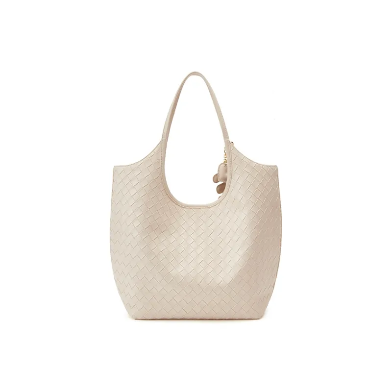 ELLE Synthetic Leather Handbag, Shoulder Bag Women's White/Black-2