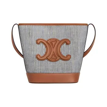CELINE Fabric With Cow Leather Bucket Bag, Shoulder Bag, Crossbody Bag Women's Marine Blue
