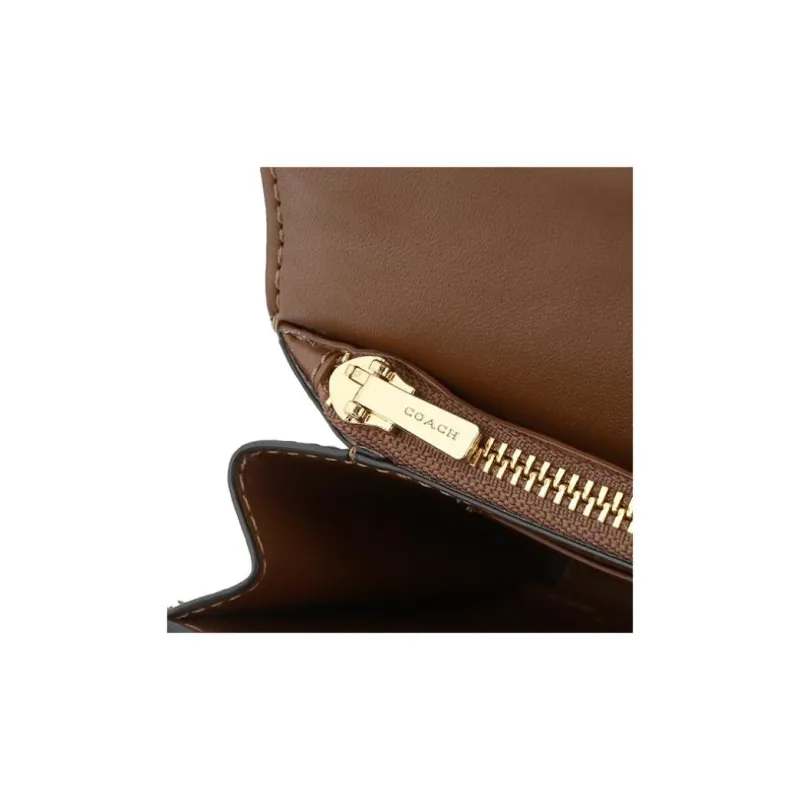 COACH Kleo Leather Wallet Women's Brown & Orange-2