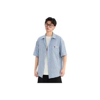 Three blessings Shirts Men Blue