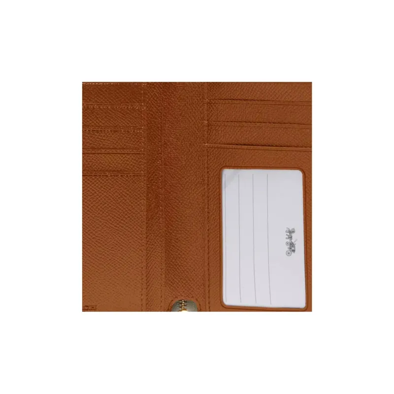COACH Id Zip Wallet Cross Grain Leather Wallet Medium Size Women's White-3