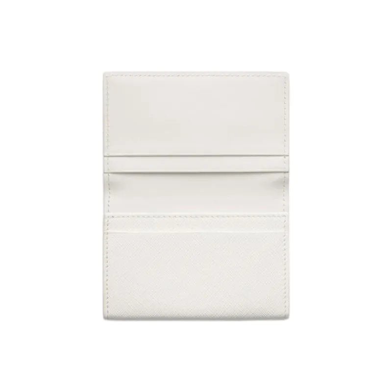 PRADA Saffiano Cow Leather Card Holder Women's White-2