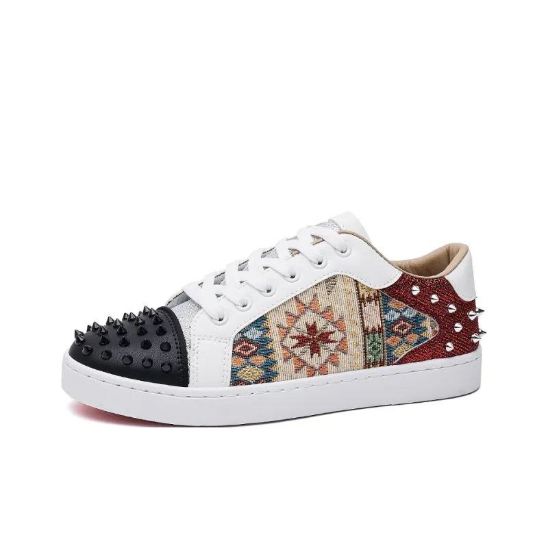 VANSSI Low Top Skateboard Shoes Men's Black White-1