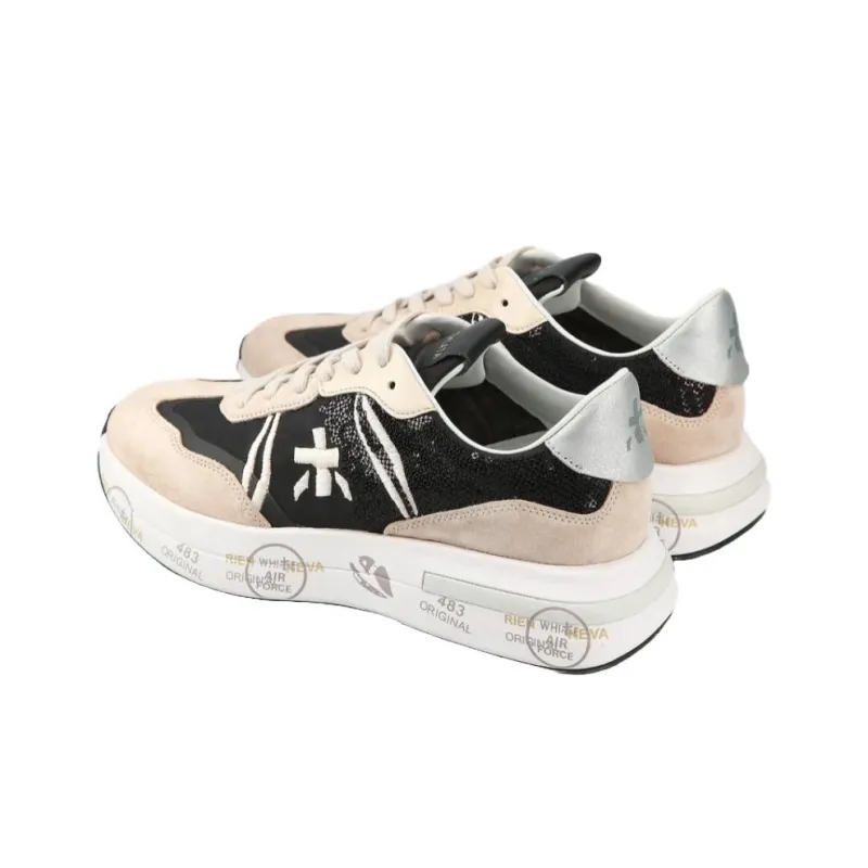 PREMIATA Cassie 6720 Abrasion Resistant Low Top Casual Shoes Women's Beige Black-4