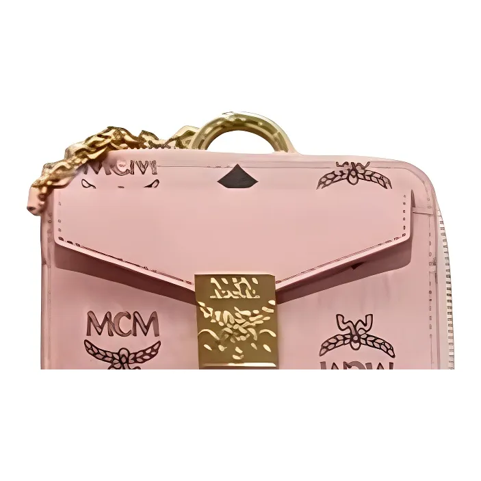 MCM Tracy Visetos Natural Nappa Leather Card Holder Card Holder Mini Women's Pink-2