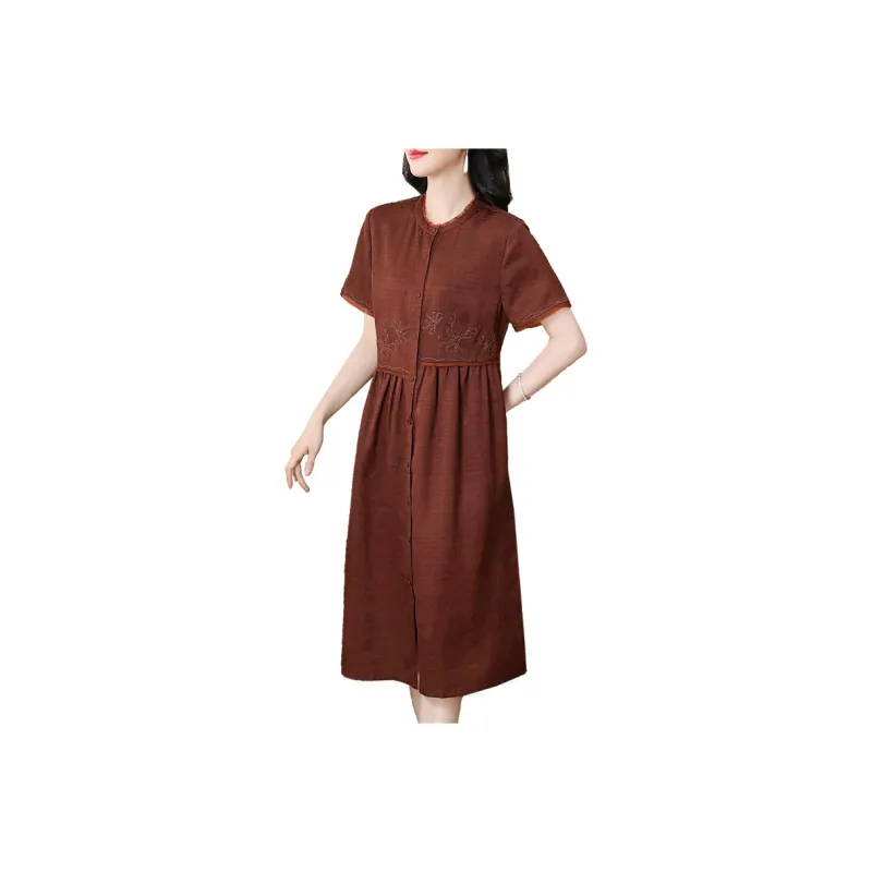 Yi Mengyuan Silk Short Sleeved Dress Women's-4