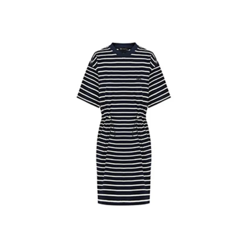 MOCO Dress Women's Blue Apricot Stripes-5