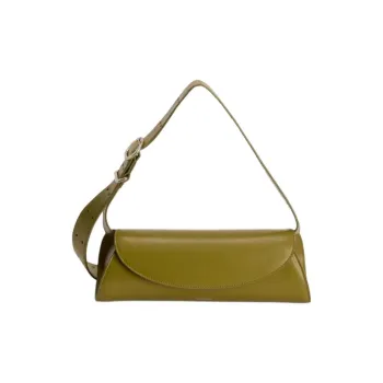 JIL SANDER Cannolo Calfskin Shoulder Bag Trumpets Women's Olive Green