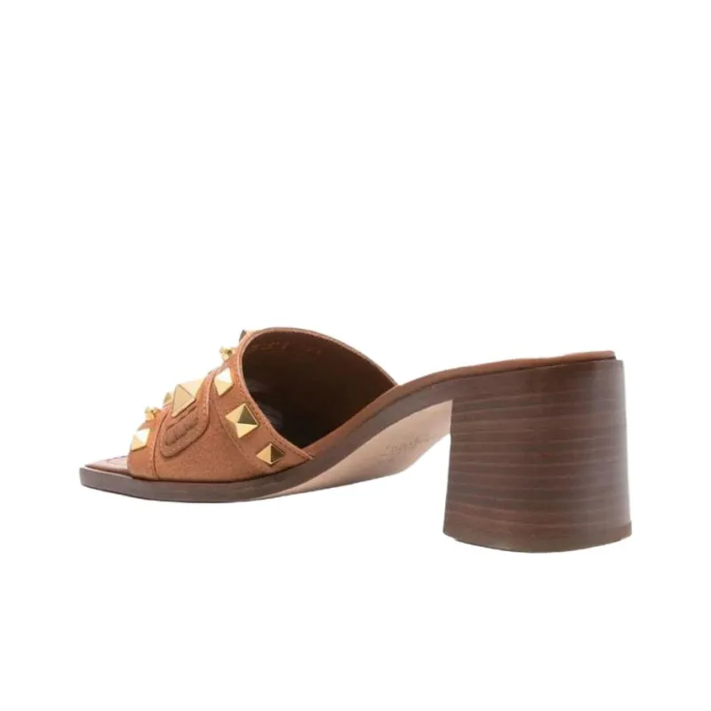 Valentino GARAVANI Abrasion Resistant Slide Slippers 6cm Women's Brown-3