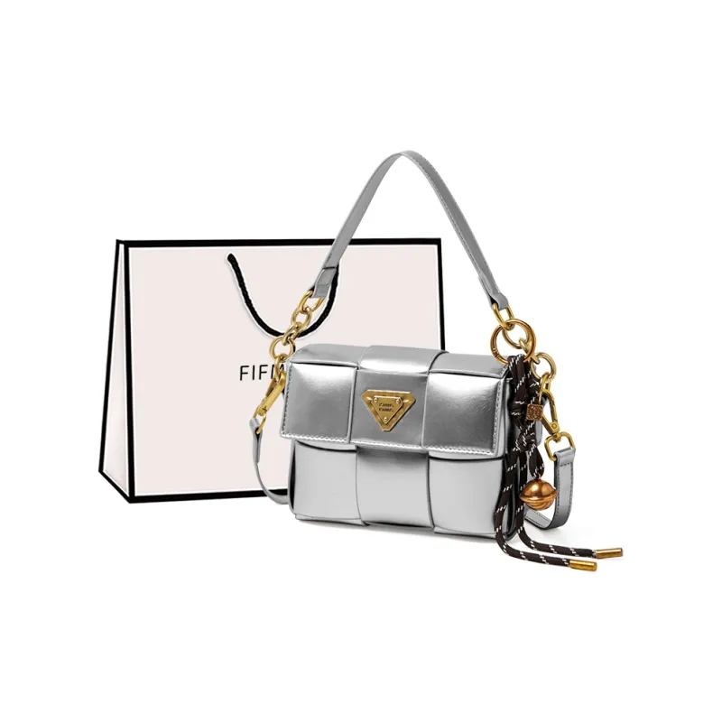 15 MINS Synthetic Leather Shoulder Bag, Crossbody Bag, Handbag Women's Pearl Blue/Silver-4