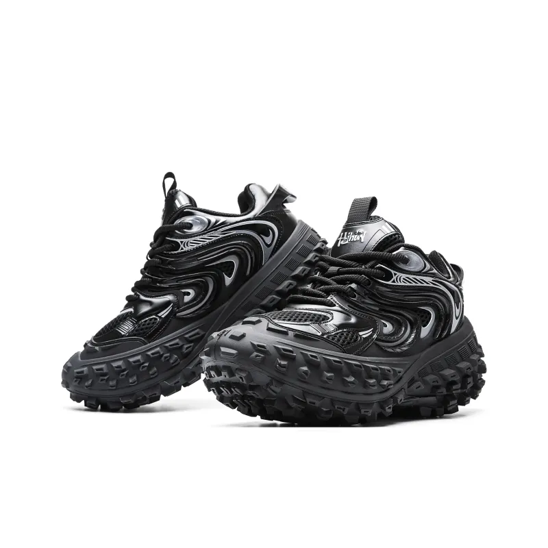 ORD Impact Resistant Support, Abrasion Resistant, Lightweight, Slip Resistant Low Top Chunky Sneakers Unisex Black-4