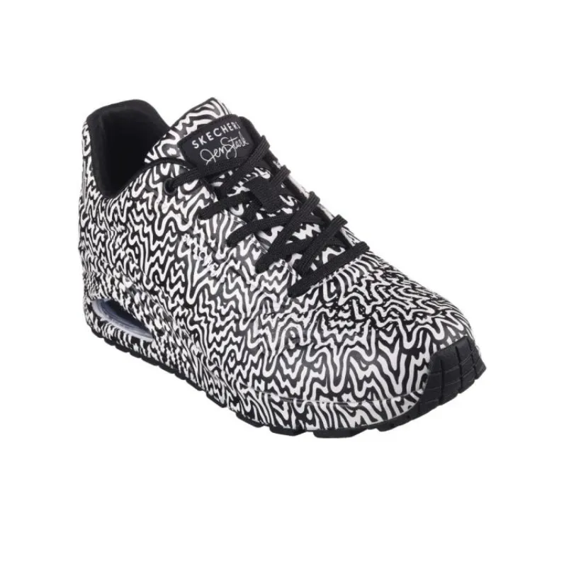 Jen Stark x Skechers Uno Low Top Casual Shoes Women's Black White-3