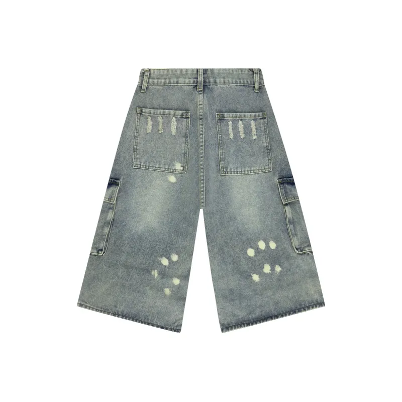AWAO Denim Shorts Unisex Vintage Blue-1