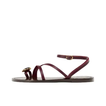 ZARA One Strap Sandals 1cm Women's Dark Red Color