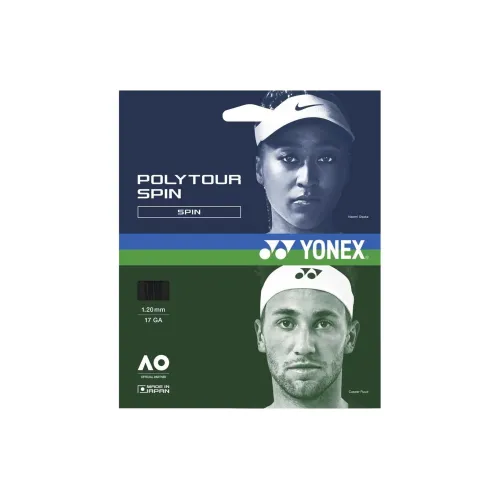YONEX Tennis Racket Strings Polyester Unisex 12m*1.25mm Bright Orange Polyester Unisex 1.20mm * 12m Black