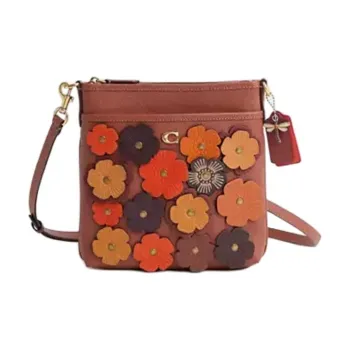 COACH Kitt Cross Grain Leather Crossbody Bag Trumpets Women's Brown