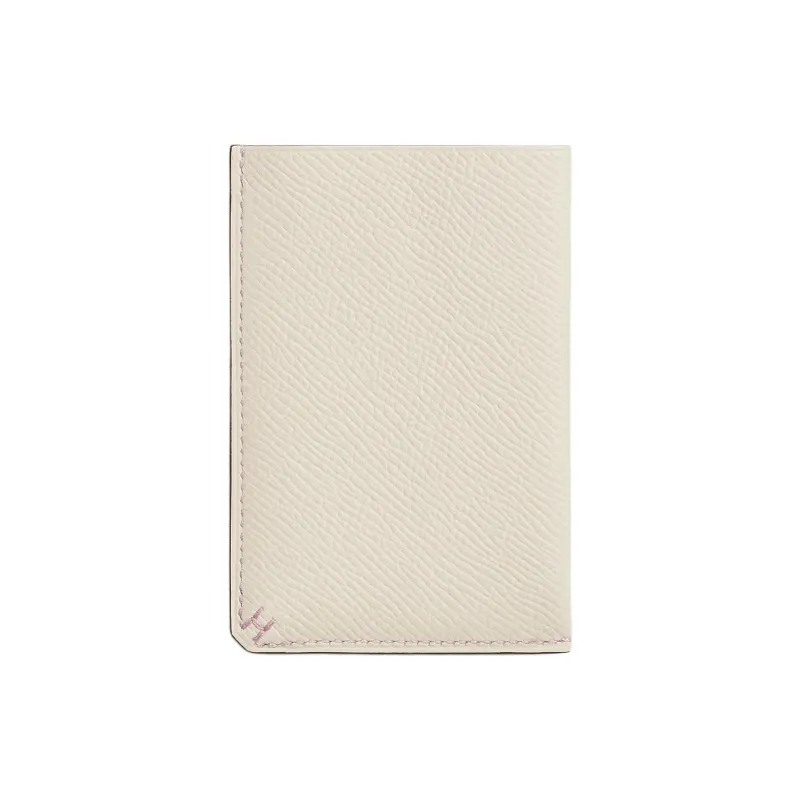 HERMES H Sellier Epsom Calfskin Card Holder Men's Beige-0