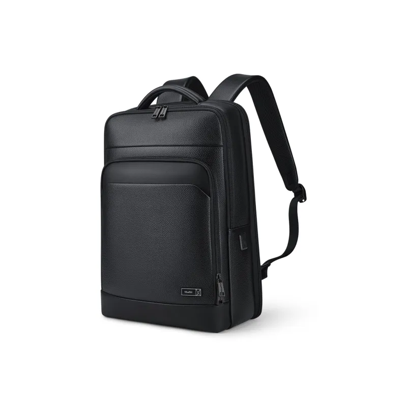 WilliamPOLO Cow Leather Travel Business Backpack Regular Men's Black-3
