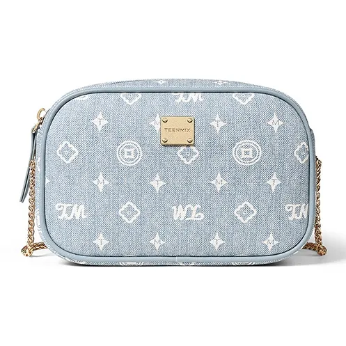 Teenmix PVC Camera Bag, Chain Bag, Shoulder Bag, Crossbody Bag Regular Women's Coffee/Ecru/Sky Blue-10
