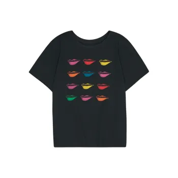 Skechers X DVF Co brand Drop Shoulder Sleeve T Shirt Women's Carbon Black 0018